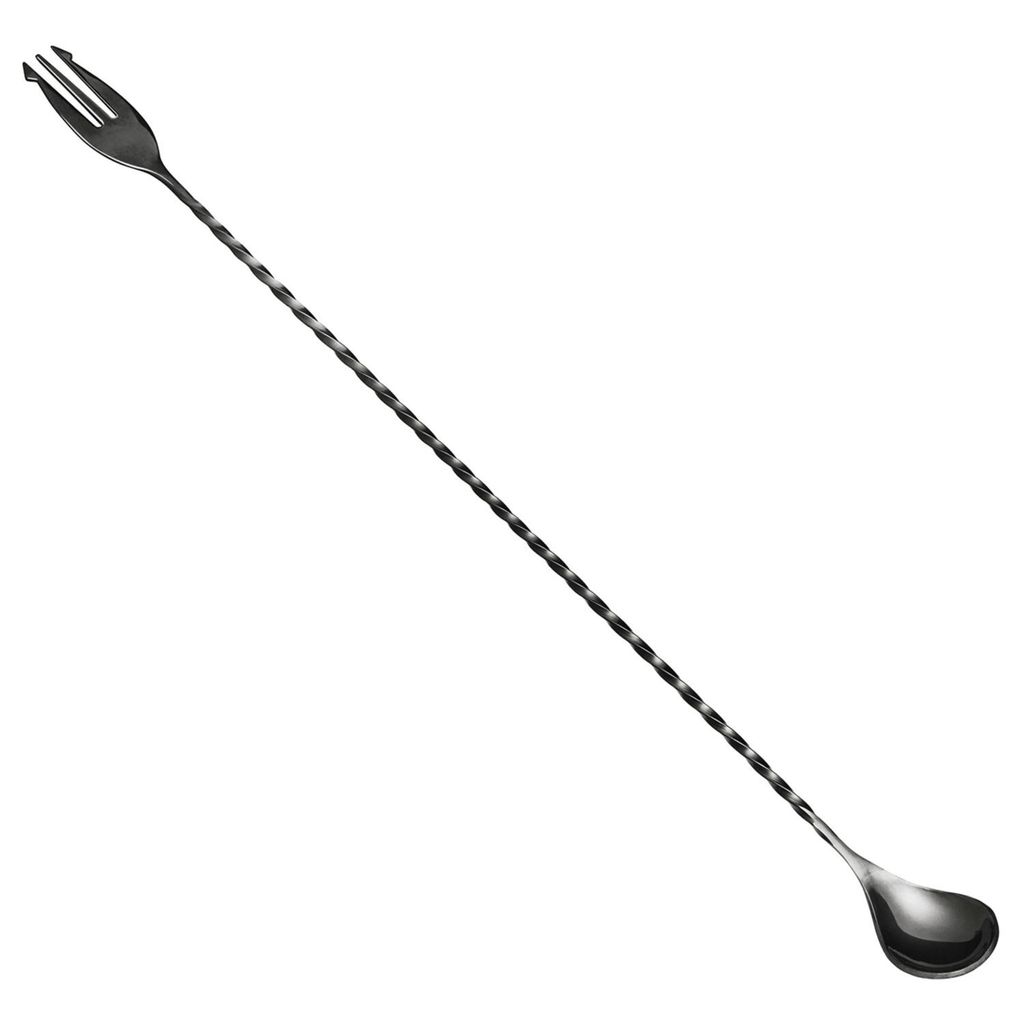 POSEIDON - Barlöffel mit Gabel 40cm - Edelstahl - GMB - Gunmetal black