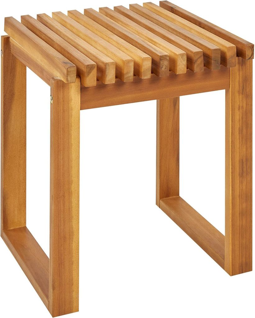 BELIANI Garten-Beistelltisch Hellbraun Akazienholz Quadratisch 40x40 cm Latten-Optik Garten Outdoor Terrasse Balkon Ausstattung Möbel Balkontisch