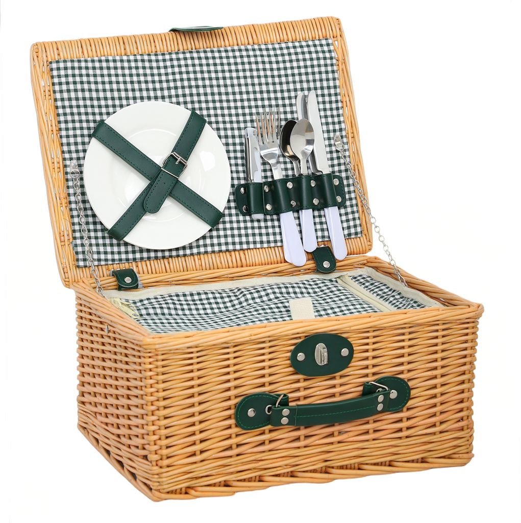 Outsunny Picknickkorb aus Weidenholz Picknickkoffer für 2 Produktbild 