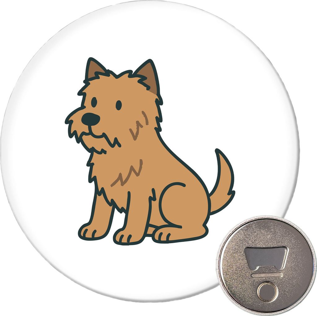 Huuraa Magnet Cairn Terrier Comic Cairni 59mm Kühlschrankmagnet rund Flaschenöffner Geschenkidee