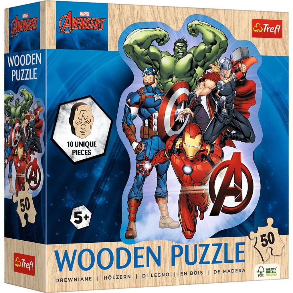Puzzle drewniane 50 elementów. Przygody Avengers