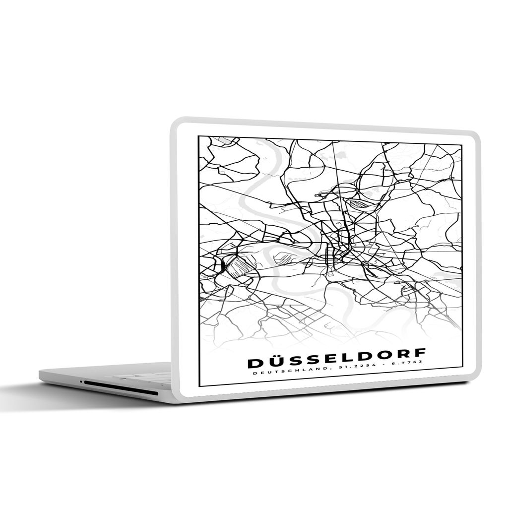 MuchoWow Laptop Aufkleber Sticker Cover Düsseldorf - Karte - Stadtplan - Wegbeschreibung 31x22.5 cm - Laptop-Deko