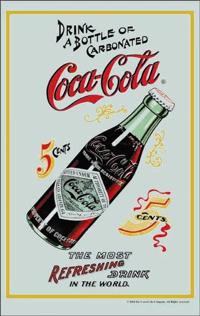 Specchio Vintage Coca Cola 5 Centesimi KS251 - Arredo Bar Retrò