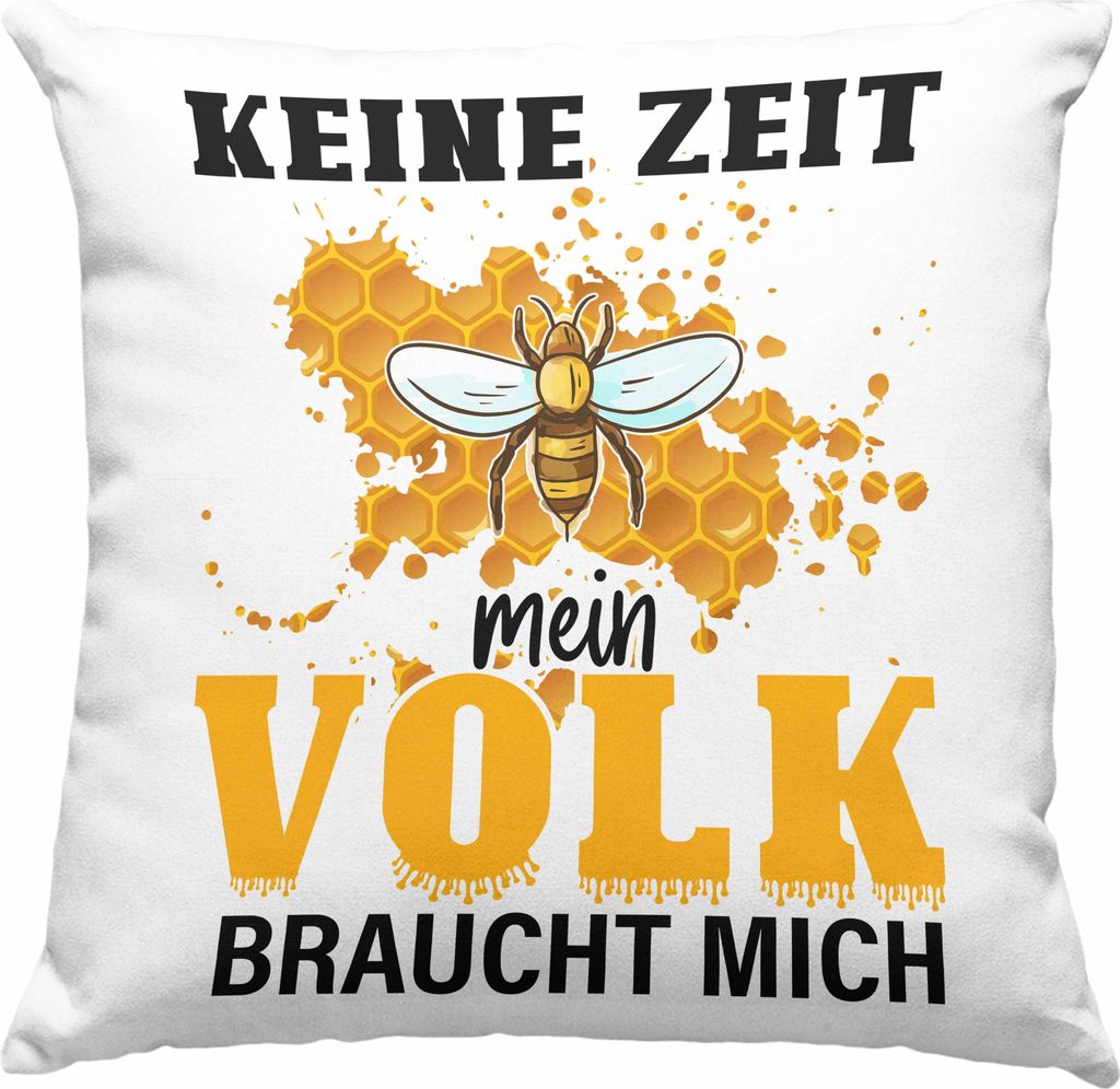 Trendation - Keine Zeit Mein Volk Braucht Mich Deko-Kissen mit Füllung 40x40 Geschenk Bienen Honig Imker Imkeri Geschenkidee Bienenzüchter (Rosa)
