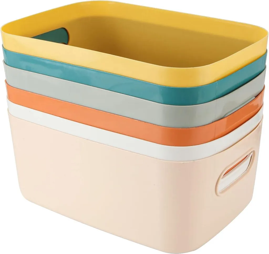 Panier de rangement cuisine et bureau lot de 6 boîtes plastique colorées