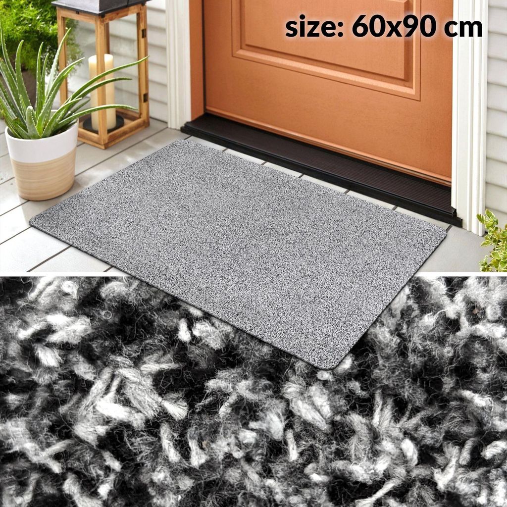 Fußmatte Türvorleger Bodenmatte Textil DOVER Tropfen Grau Robust Wasserabweisend Breite 60 cm Länge 90 cm