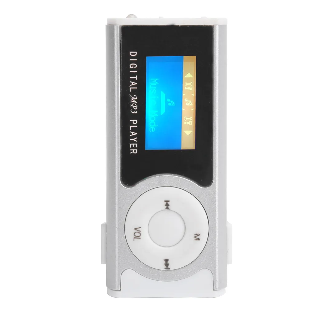 Mini Lettore Musicale MP3 LCD Argento con Torcia LED e Clip - 2
