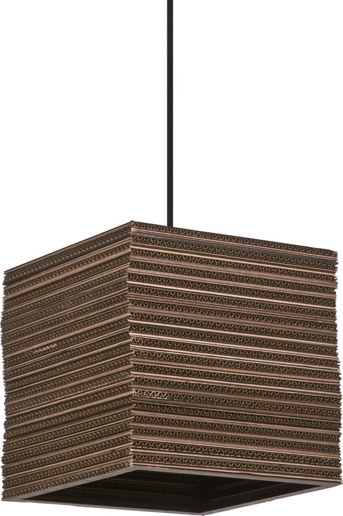 OSRAM Pendelleuchte Decor Cardboard Square braun aus Wellpappe, leicht, E27, 250 mm Durchmesser, Leuchtenschirm aus recyceltem Material, nachhaltig...