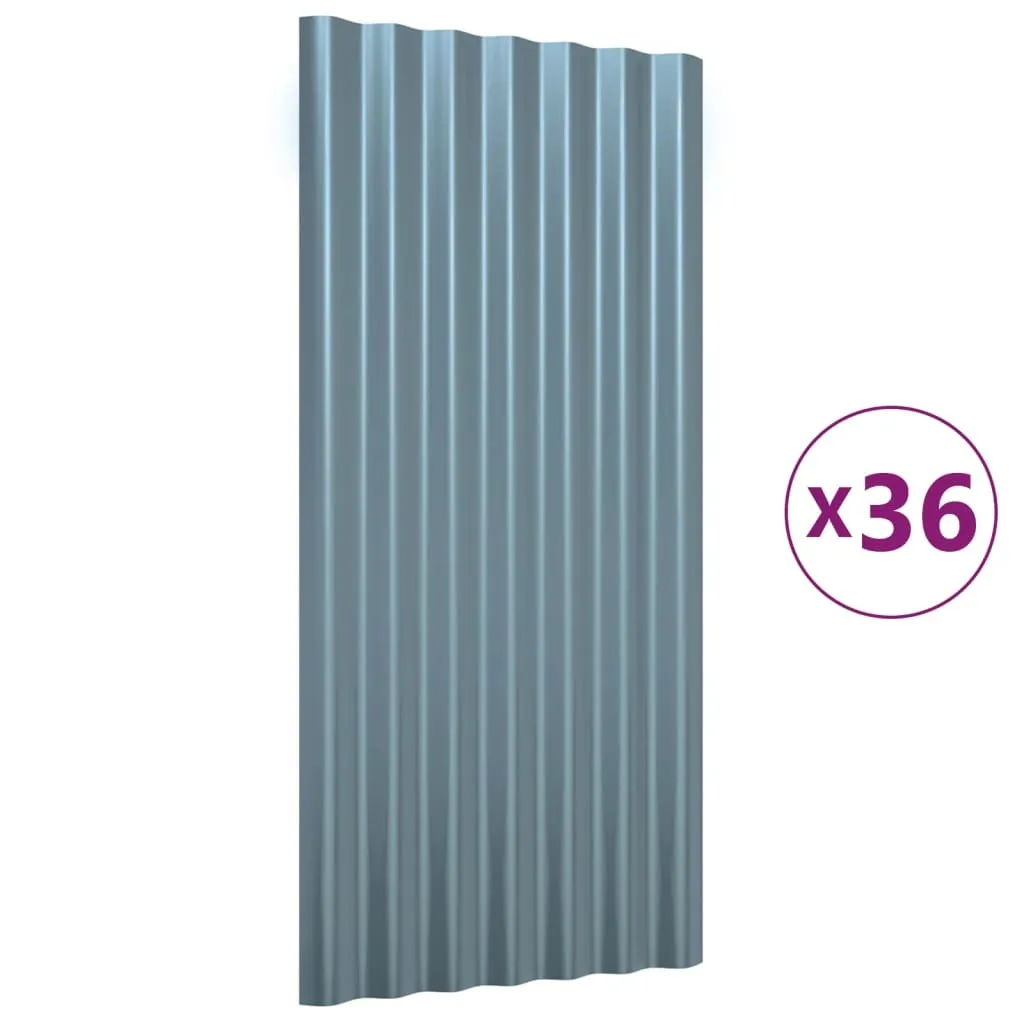 Couverture de toit pour abri de jardin acier galvanisé gris 36 pcs