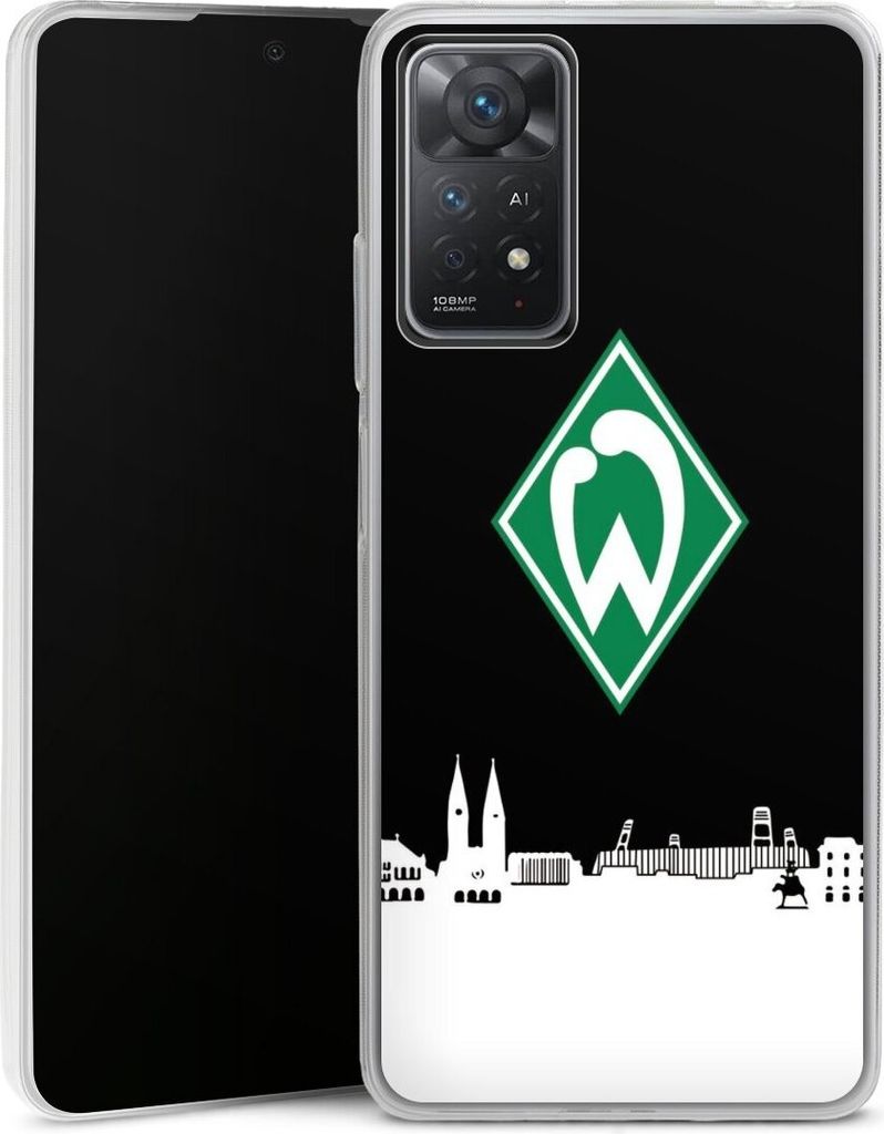 DeinDesign Slim Hülle für Xiaomi Redmi Note 11 Pro 5G Silikon Case Ultra Dünn Handyhülle Offizielles Lizenzprodukt SV Werder Bremen Skyline