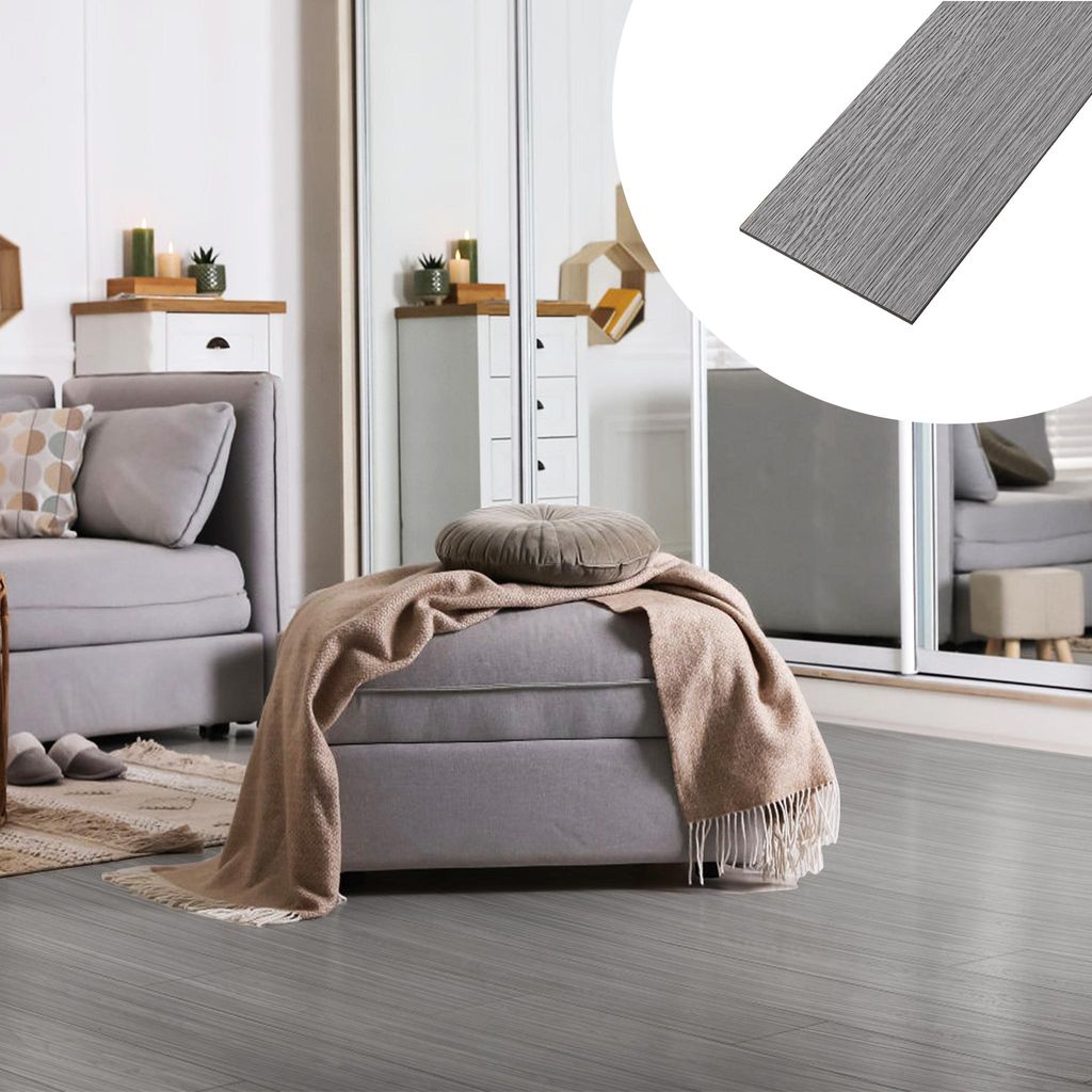 LARS360 7,5 m² PVC Bodenbelag Vinylboden Rauchgrau Selbstklebende Holz-Effekt Fliesen Vinyl-Fliesen klicksystem für Fußbodenheizung | 91,44cm x ...