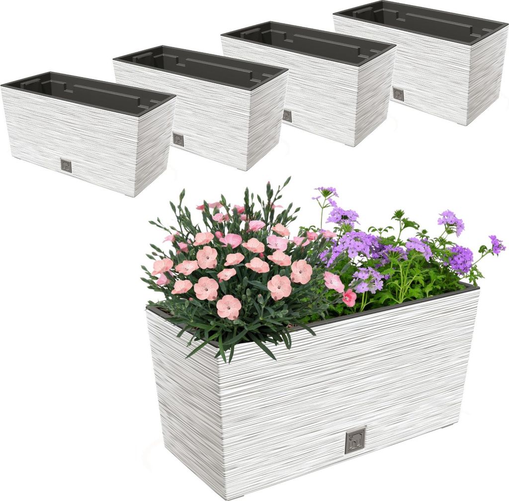 4x 12L květináč 39,5x19,5 cm bílý + velká 8L vložka Obrázek produktu 