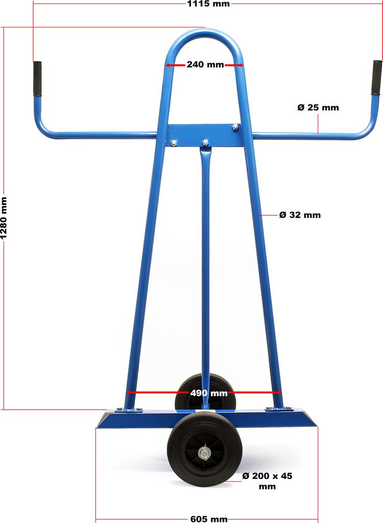 Wiltec Plattenkarren bis 300 kg mit 2 Vollgummi Rädern, Produktbild 3