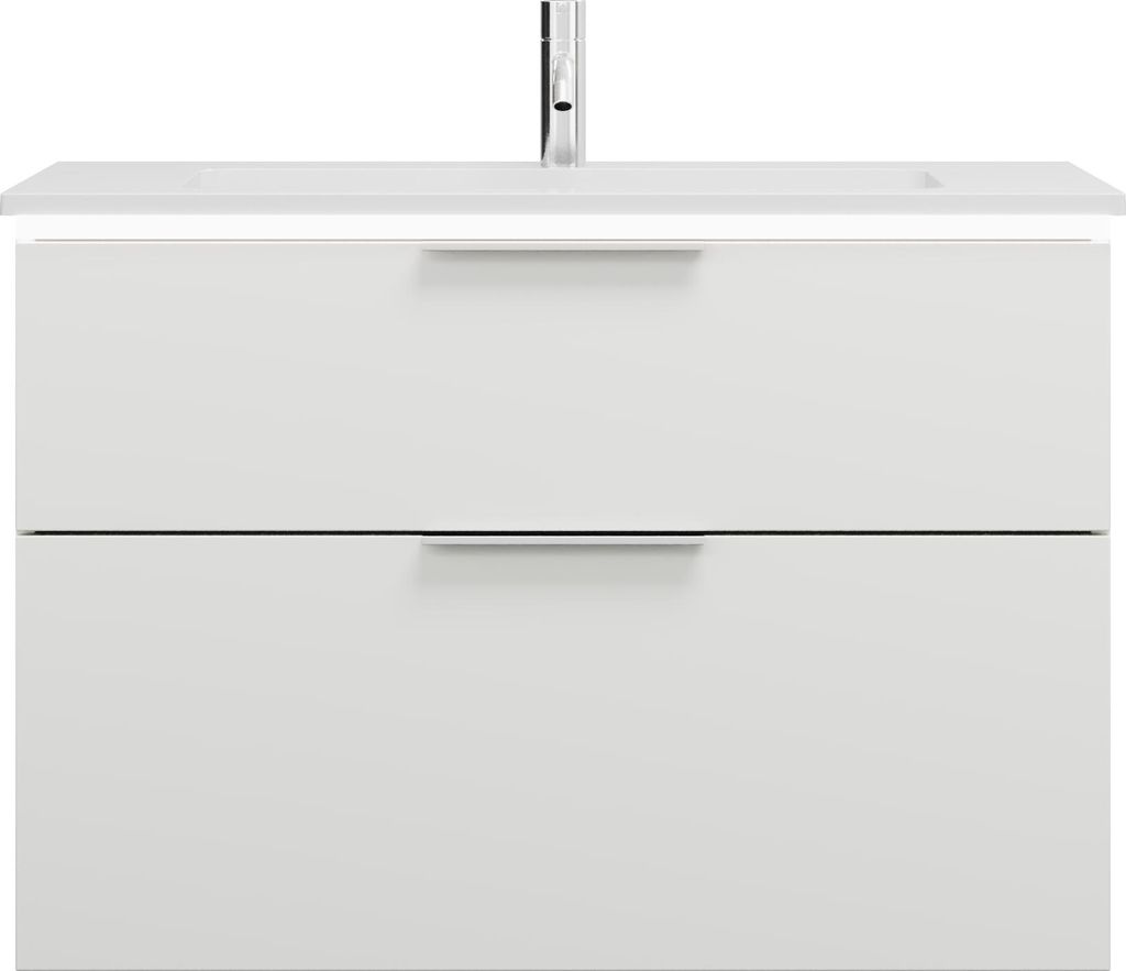 burgbad Eqio Mineralguss-Waschtisch inklusive Waschtischunterschrank mit LED-Beleuchtung, 920x490x638mm, SHCC092F6582C0001G0146