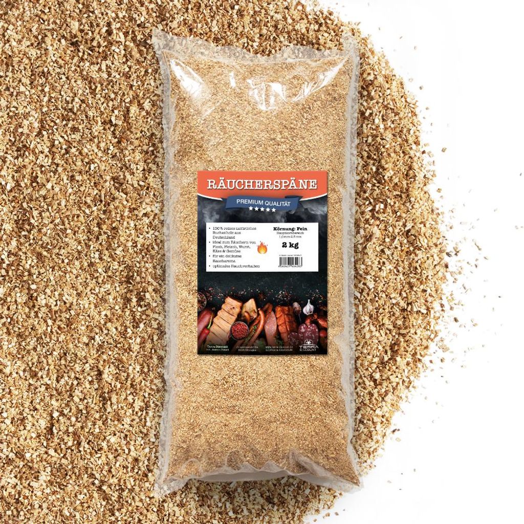 Räucherspäne Buche 2 kg Körnung: 1-2,5 mm – Naturbelassene Produktbild 