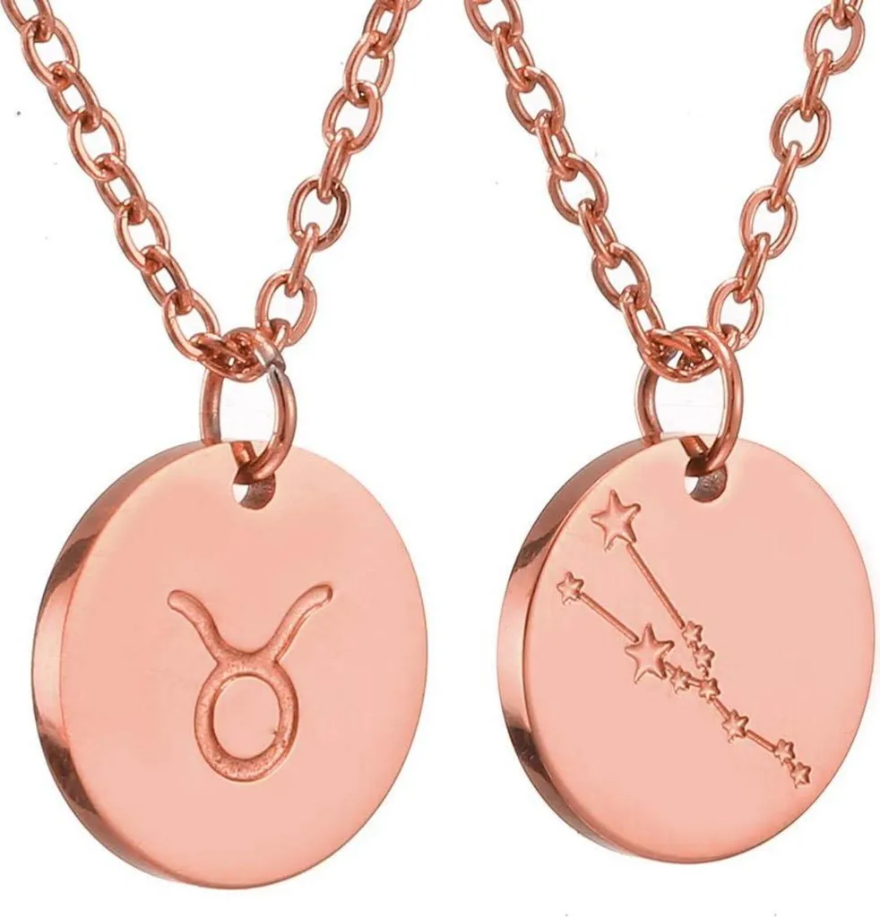Pendentif Signe Astrologique Taureau Doré - Chaîne Fine Cadeau Horoscope