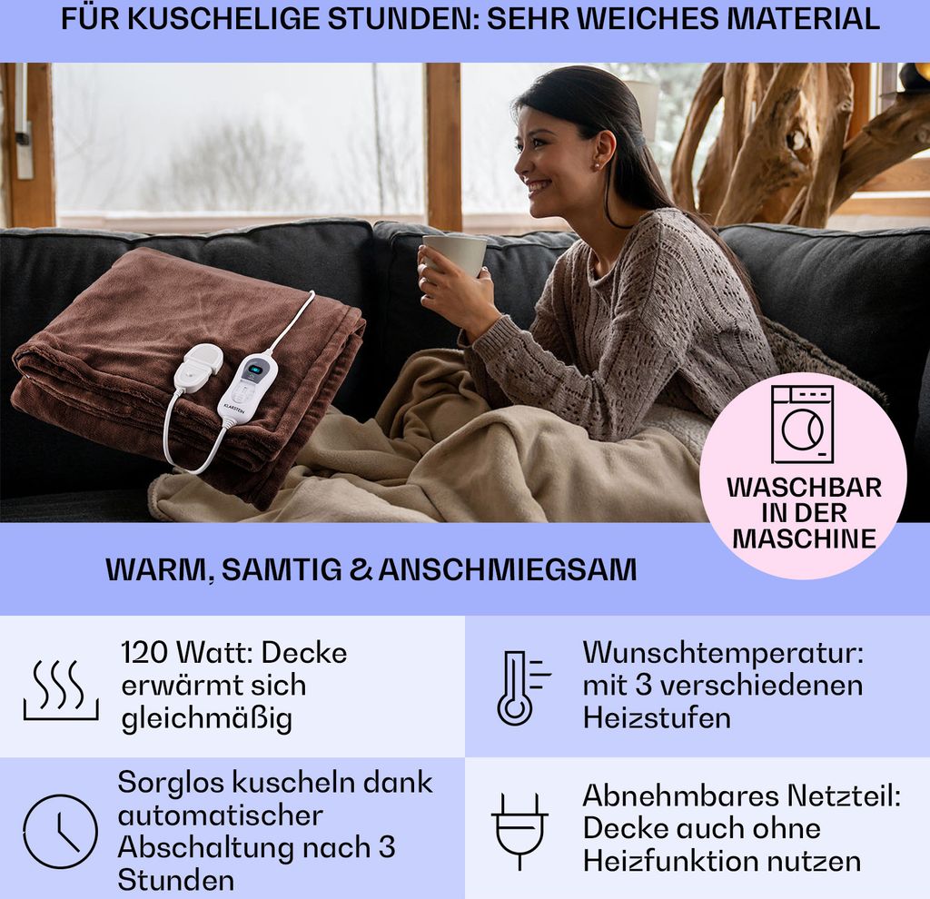 Klarstein XXL Wärmedecke, 120W Heizdecke mit Produktbild 2