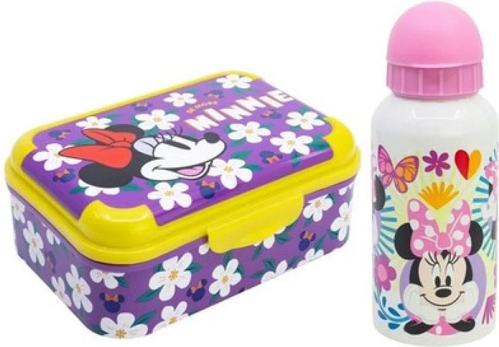 Disney Minnie Maus Mädchen 2 tlg. Set Brotdose Aluminium Trinkflasche 400 ml