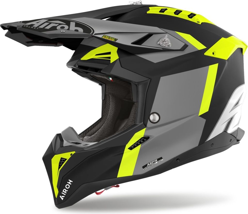 Crosshelm Schutzhelm Motorradhelm AIROH Aviator 3.0 Glory Grau Gelb Größe M