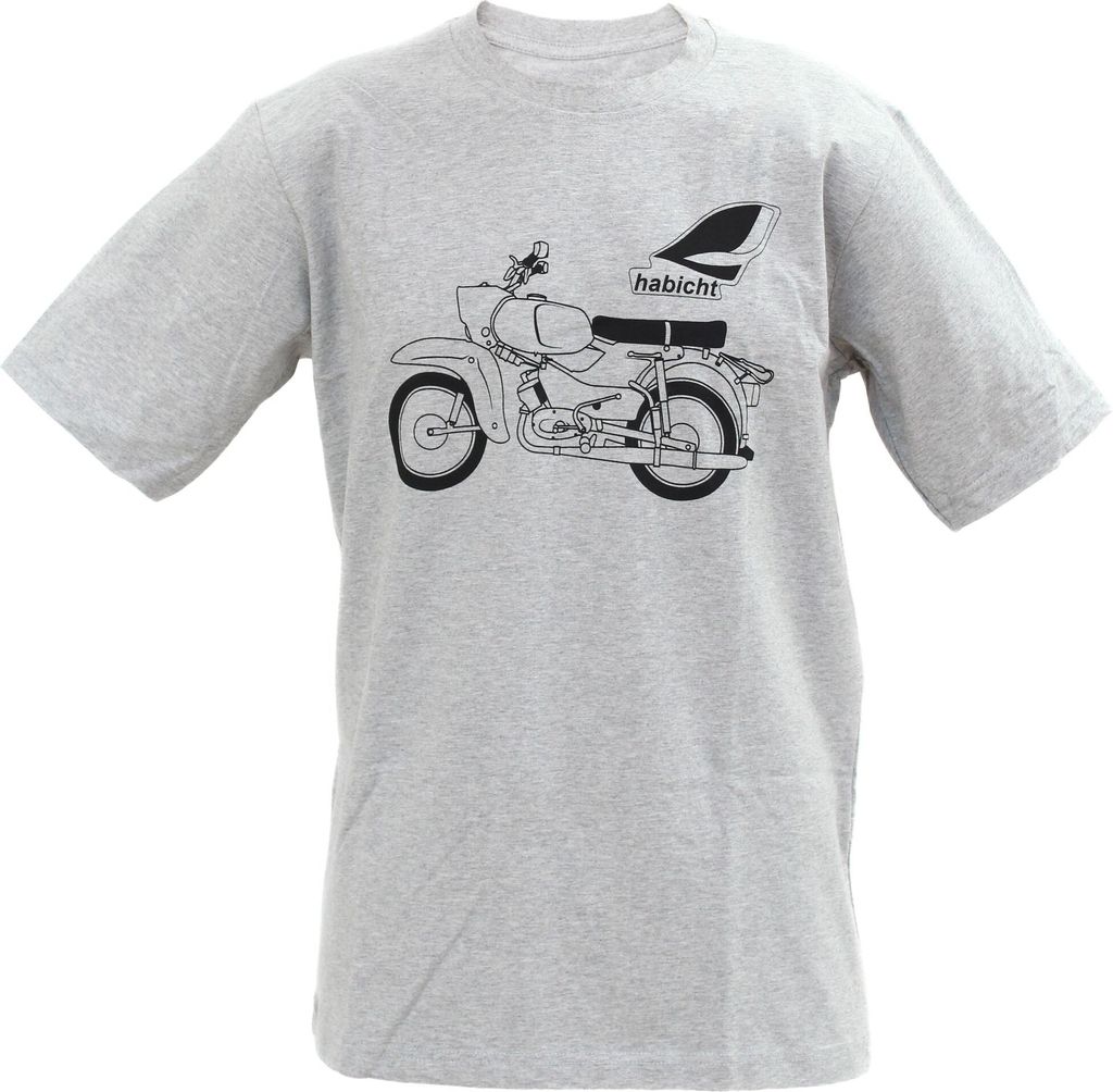 Simson T-Shirt - Habicht Basic - hellgrau meliert, Größe: XS bis XXXL, 100% Baumwolle, original MZA Fan-Artikel, Größe:L