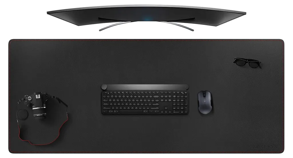 Grand Tapis de Bureau 140x60 Antidérapant Noir pour Ordinateur et Laptop