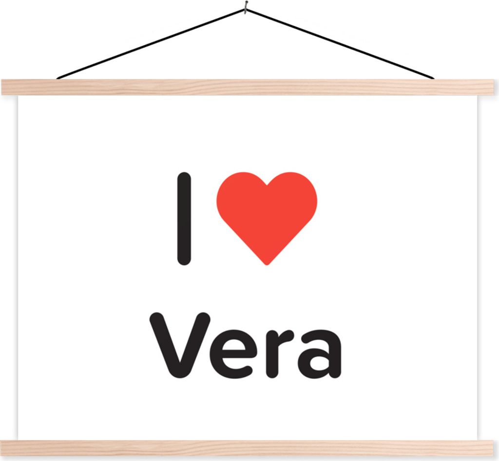 MuchoWow Textilposter Ich liebe - Vera - Girl 120x90 cm mit holzfarbenen Rahmen - Magnetisch