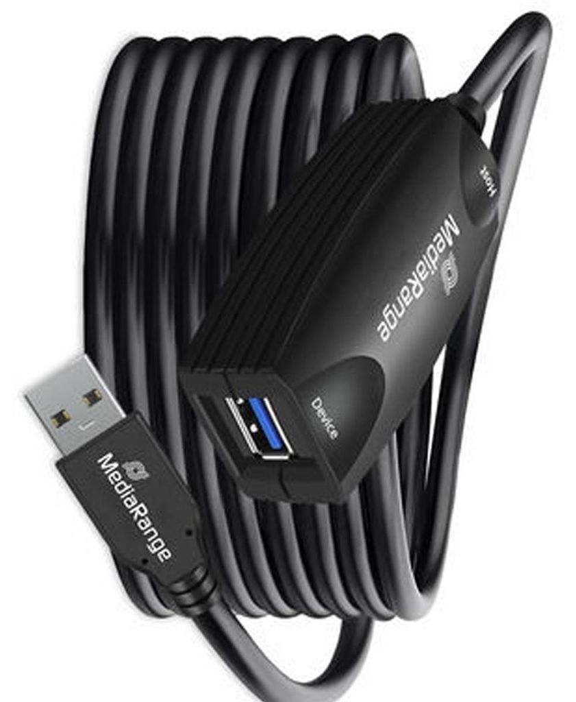 MediaRange Aktives USB-Verlängerungskabel, USB 3.0, 5m, sw