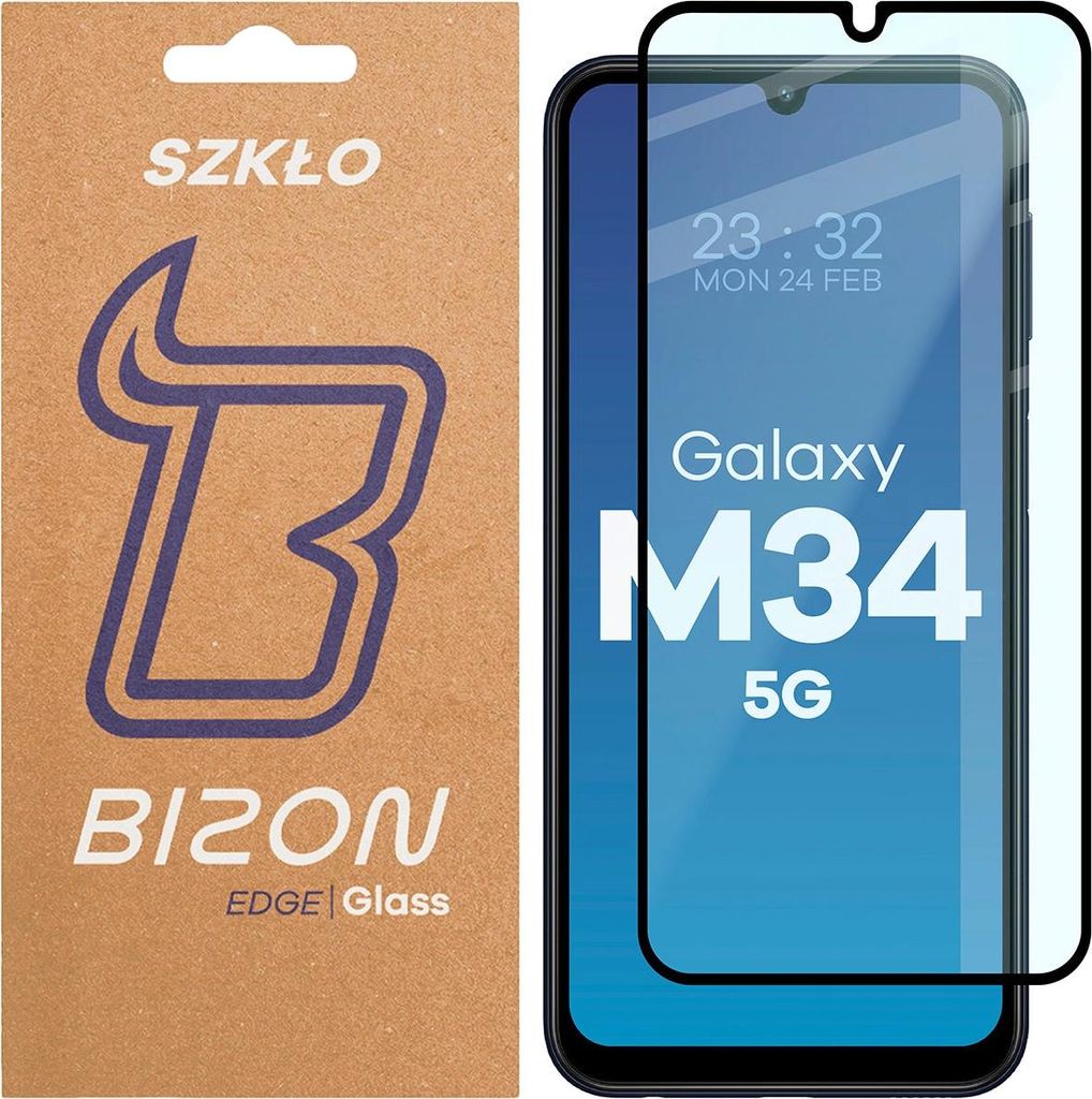 Bizon Glass Edge 2 Panzerglas für Galaxy M34 5G, Schwarz