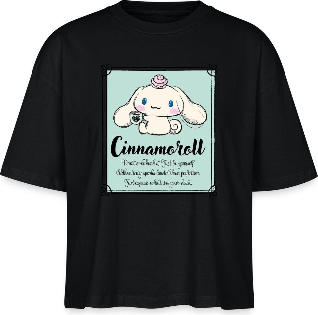 Spreadshirt Cinnamoroll Just Be Yourself Boxy Shirt Damen, XS, Schwarz