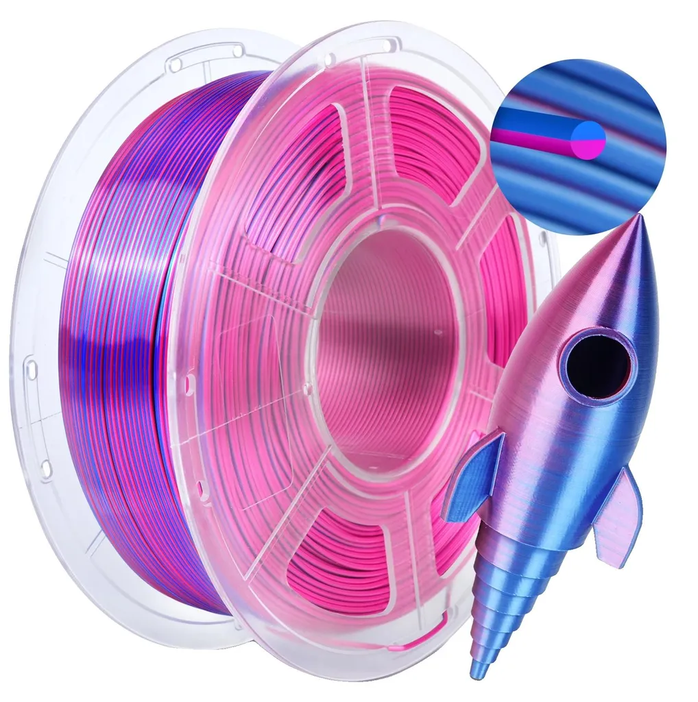 Filament PLA+ Silk SKDC-RD BL pour imprimante 3D éclatant 1kg