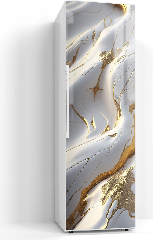 DEQORI Magnetmatte Kühlschrank Standard 60x190 cm 'Goldene Wellen' Magnetfolie Deko-Folie