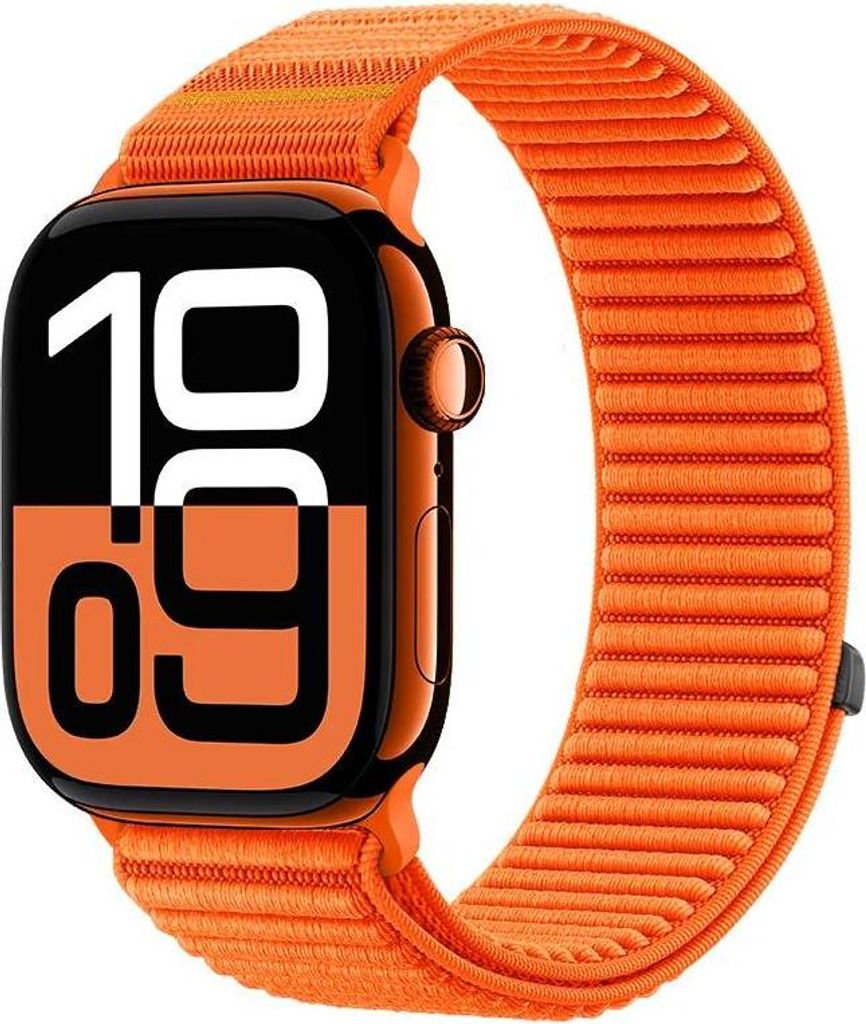 Strap-it Sportliches Nylon Klettverschluss Armband Orange – Ersatzband kompatibel mit Apple Watch 38/40/41/42 mm (Serie 1–9, SE & Ultra) – At...