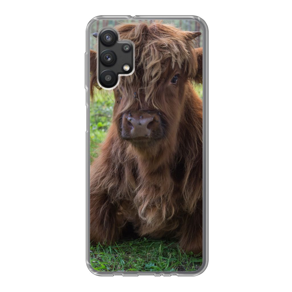 MuchoWow Handyhülle Schutzhülle Hülle für Samsung Galaxy A32 5G Schottischer Highlander - Kröte - Tiere Silikon Softcase Handy Hülle - Soft...
