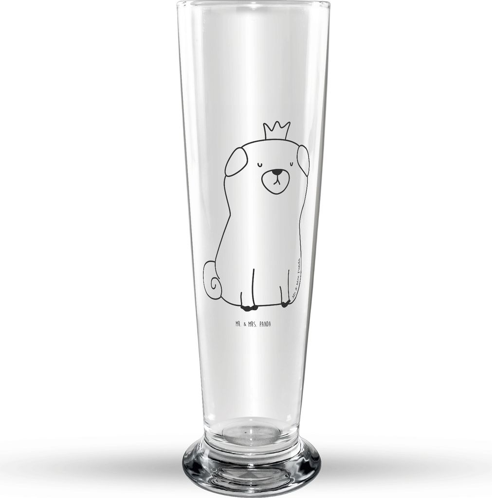 Mr. & Mrs. Panda Bierglas Mops Krone - Transparent - Geschenk, Sprüche, Trinkglas, Bier Glas, Bierbecher, Glasbierglas, Hund, Glasbecher, Königli...