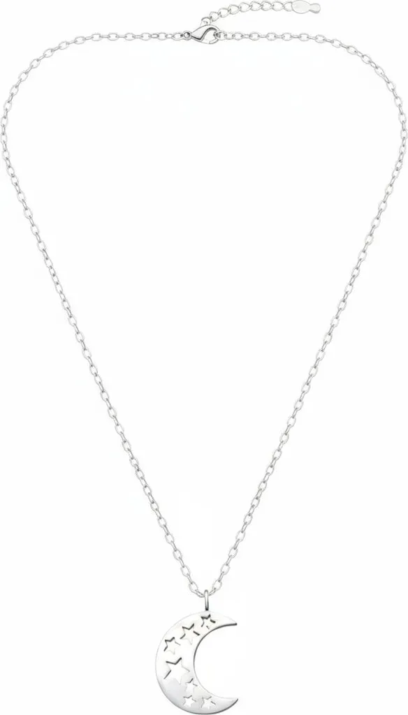 Collana in Argento 925 Mezzaluna - Rodiatura Extra Brillante