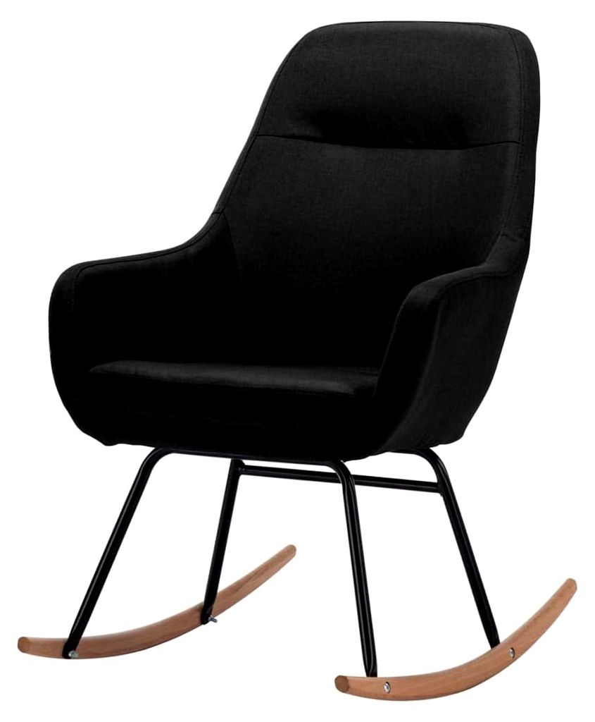 Schaukelstuhl Relaxstuhl Schwingsessel Polsterstuhl Wippstuhl Sessel Schwarz Stoff