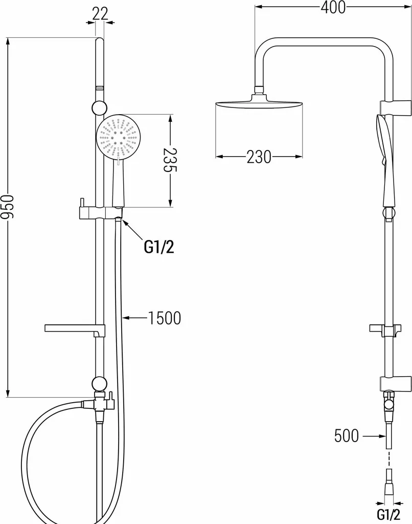 Ensemble de douche X67 Chrome/Blanc - Système complet (798676791-00)