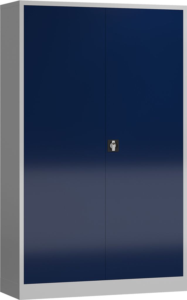 Metallschrank abschließbar Flügeltürenschrank 1945 x 1200 x 420 mm lichtgrau/enzianblau X-530371