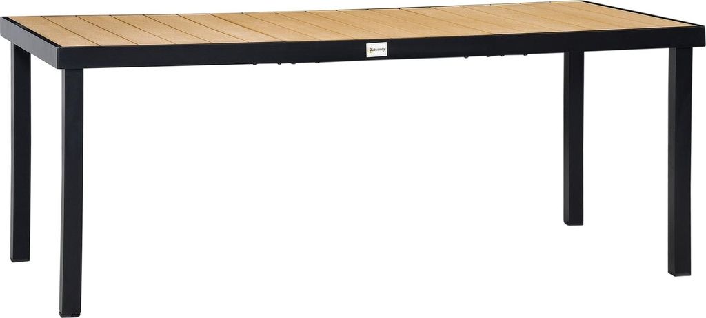 Gartentisch Für 8 Personen Esstisch Aluminiumtisch Gartenmöbel Loungemöbel Pflegeleicht Kunststoff Natur+Schwarz 190 X 90 X 74 Cm