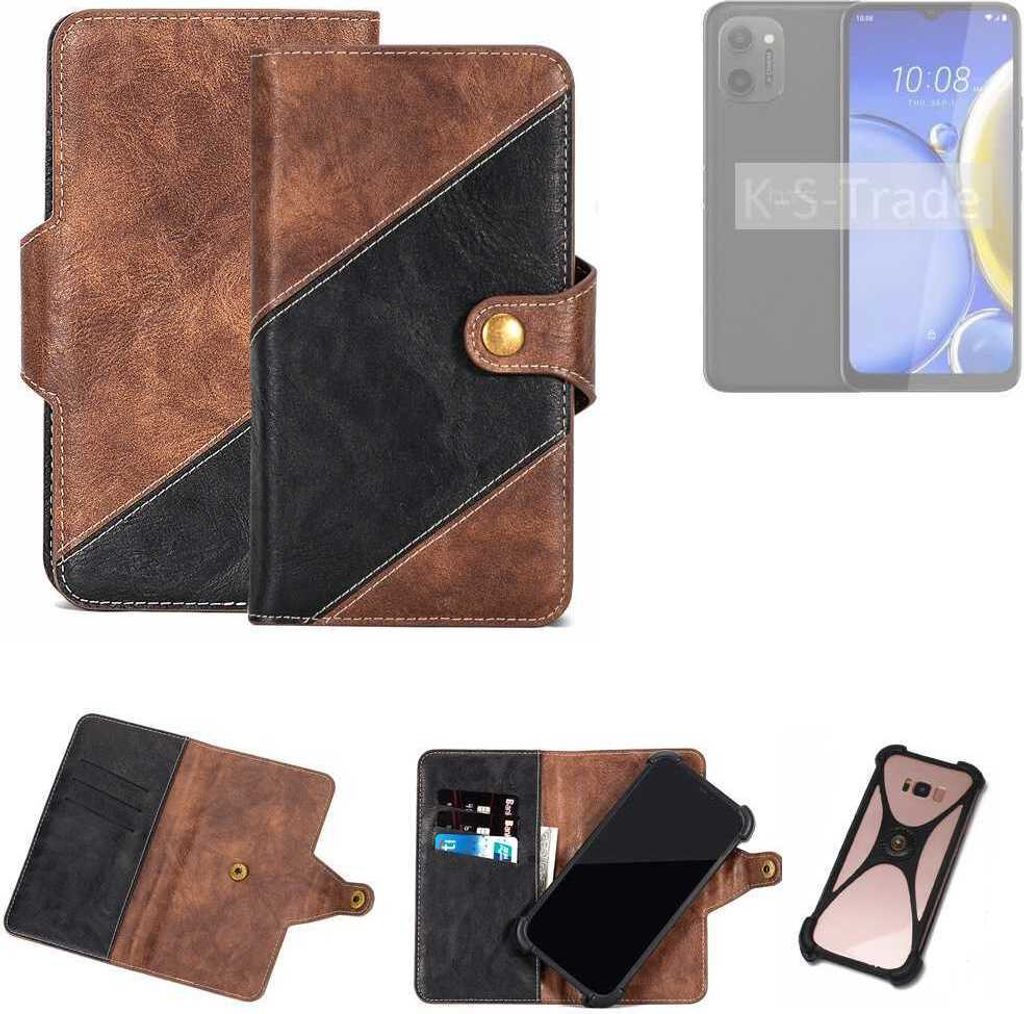K-S-Trade Handyhülle Schutzhülle Bookstyle Case kompatibel mit HTC Wildfire E Plus Klapphülle Cover Hülle Schutztasche 1x