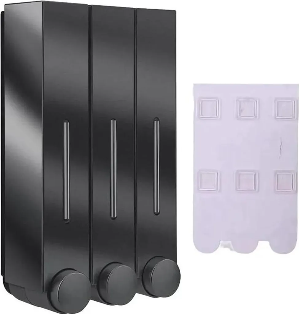 Dispenser Sapone Triplo Professionale Nero - Design Hotel Parete