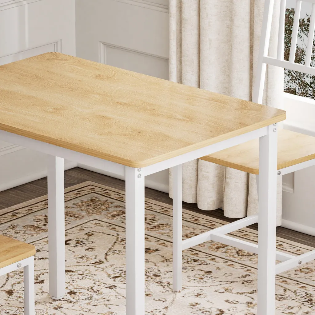 Petite table à manger industrielle avec bancs pour petits appartements - 13