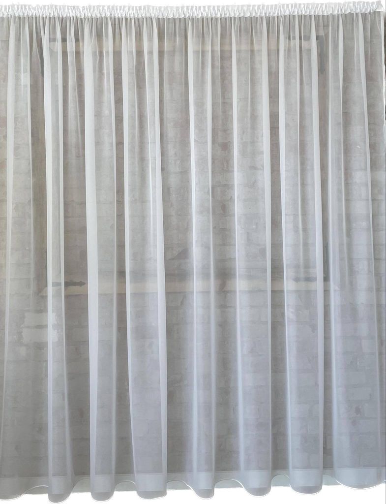 Fertiger Vorhang 600x245 weißer Voile mit Ballast
