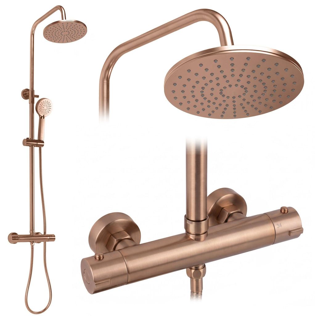Rea Set Doccia Con Termostato Parot Light Brush Copper Immagine del prodotto 