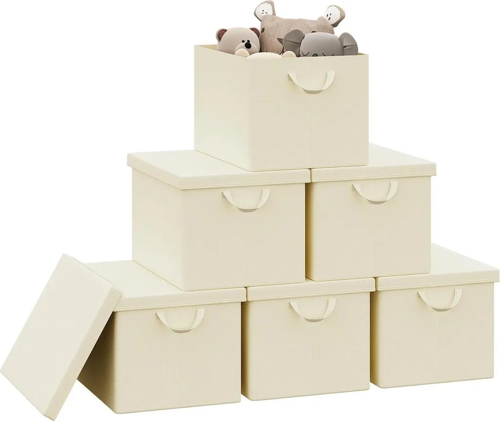 Contenitori per armadio - Organizer in tessuto - 38 x 20 x 27 cm, 20 L - Poliestere non tessuto con telaio in acciaio - Pieghevole - Taglia S - Nero