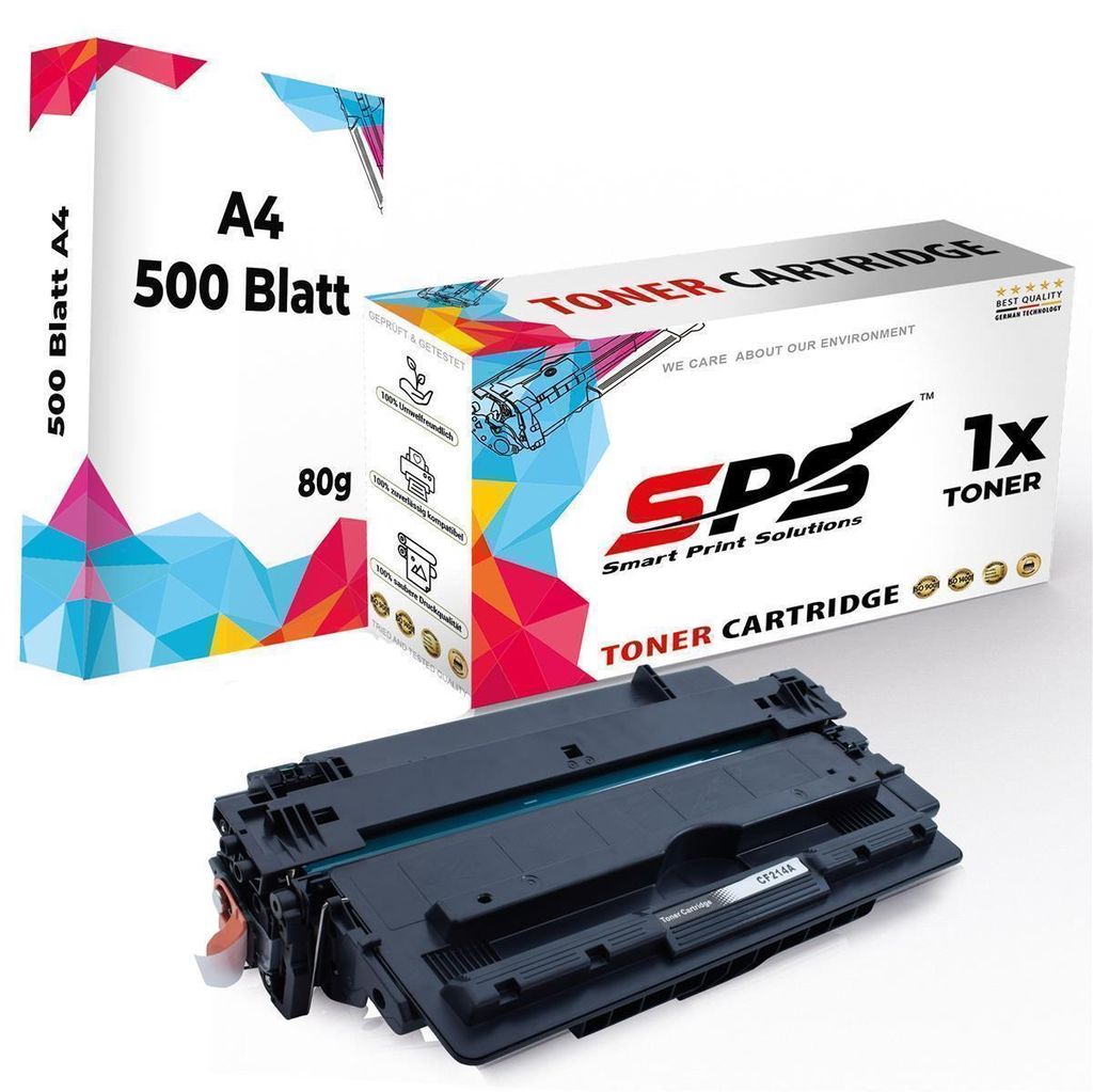 1x Toner 14A CF214A Schwarz Kompatibel für HP Laserjet Enterprise MFP M725Z Plus + DIN A4 Druckerpapier 500 Blatt