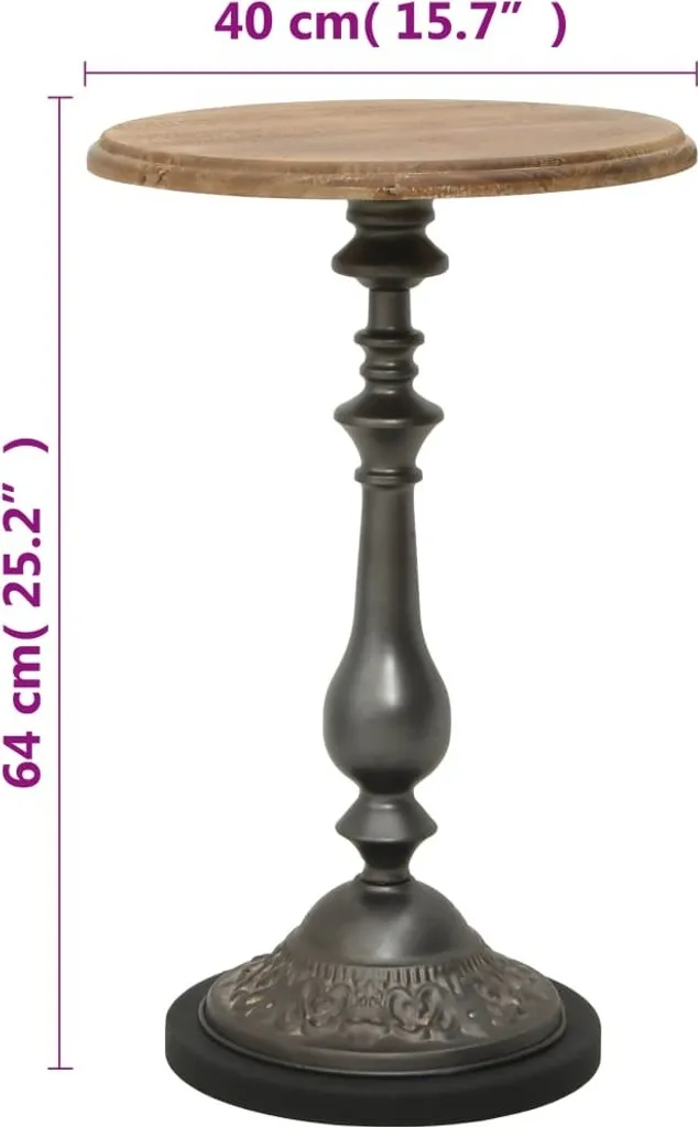 Table d'appoint robuste en bois massif brun 40 cm - Finition artisanale - 4