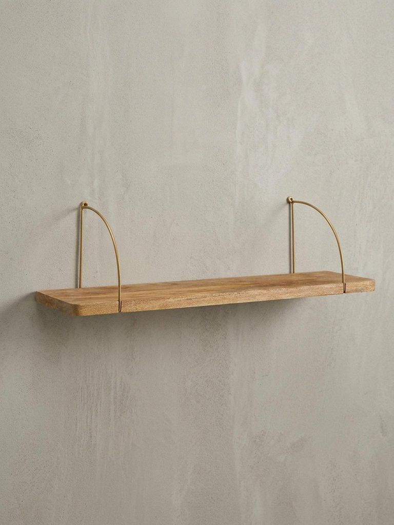 Wandregal "Tevere": Industrie-Stil, Mango Massivholz/Eisen, 60x22x25 cm | Kadima Design