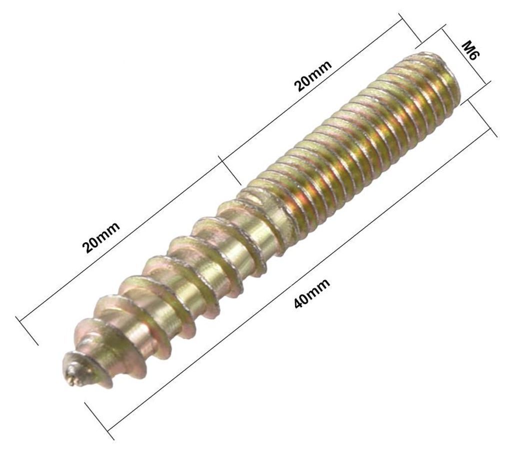 20 Stš¹ck M6 Aufh?nger Schrauben L?nge 1-5/8"(40mm) Doppelkopfschrauben Selbstschneidende Ersatz 6mm Holzverbindung M?belbeine