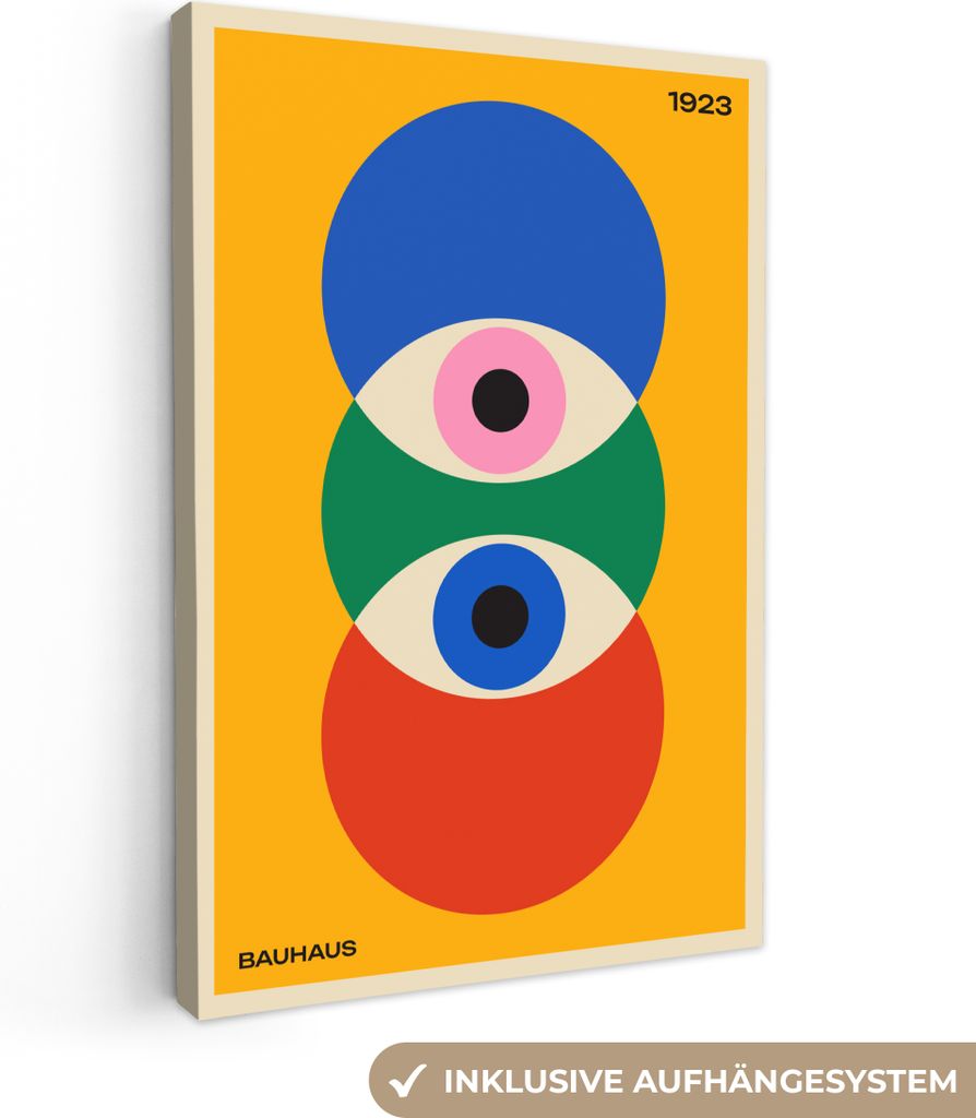 MuchoWow - Leinwandbilder - Bauhaus - Abstrakt - Vintage - Kunst - Kunst, Wandbild, Wanddeko Bilder Wohnzimmer, 60x90 cm